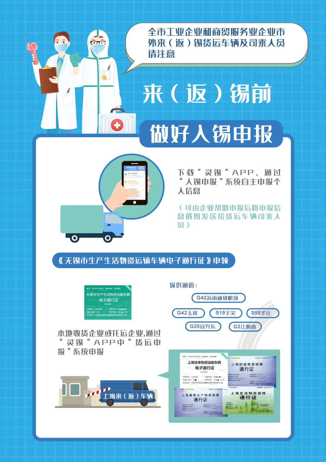 来(返)锡货运车辆及司乘人员当苦衷项
